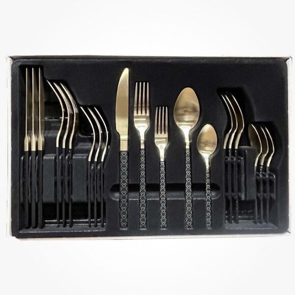 Disney Parks 50th Luxe Mickey Mouse Icon Black Gold Silverware Flatware 20 Piece - Picture 2 of 5